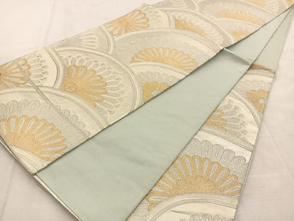 平和屋着物◎西陣　六通柄袋帯　菊青海波　金銀糸　正絹　逸品　BAAU6205yc
