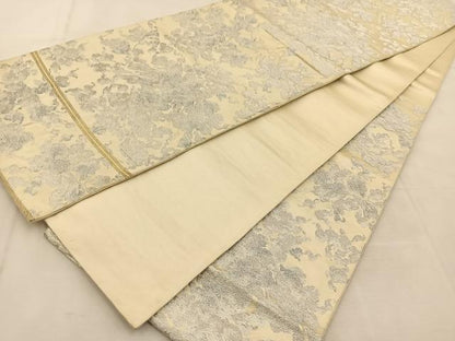 平和屋着物◎六通柄袋帯　草花文　金銀糸　正絹　逸品　BAAU6227yc