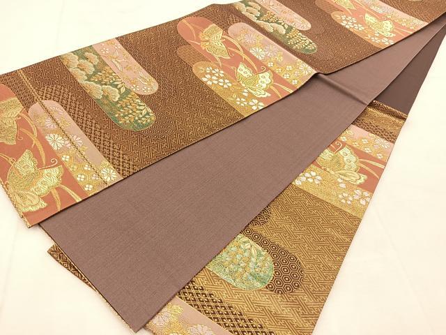 平和屋着物◎六通柄袋帯　唐織　霞取有職文　金糸　正絹　逸品　BAAU6252yc