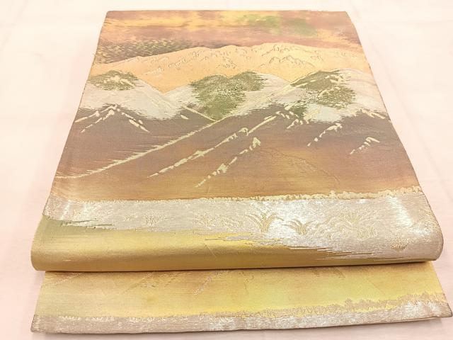平和屋着物◎六通柄　京袋帯　遠山風景文　金銀糸　引箔　正絹　逸品　BAAU6258yc