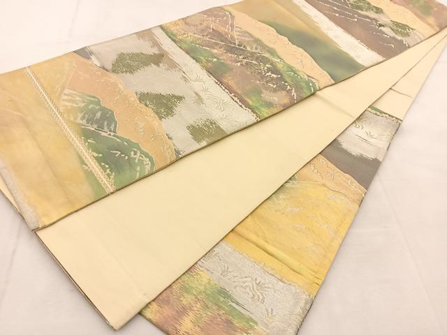 平和屋着物◎六通柄　京袋帯　遠山風景文　金銀糸　引箔　正絹　逸品　BAAU6258yc