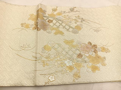 平和屋着物◎佐賀錦　太鼓柄袋帯　御所車花文　金銀彩　正絹　逸品　BAAU6260yc