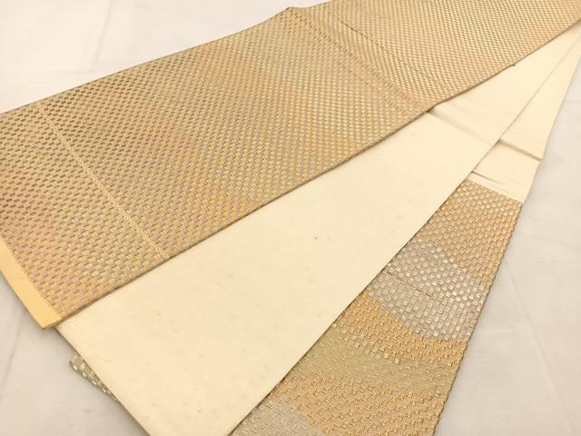 平和屋着物◎六通柄袋帯　変わり市松文様　金糸　正絹　逸品　BAAU6264yc
