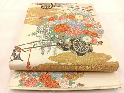 平和屋着物◎六通柄袋帯　唐織　玉華絢麗　金彩　正絹　逸品　BAAU6269yc