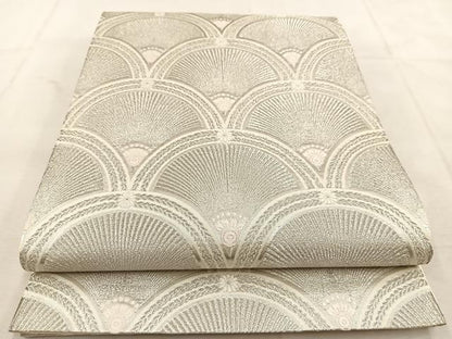 平和屋着物◎六通柄袋帯　唐織　粋巧　花青海波　銀糸　正絹　逸品　BAAU6290yc