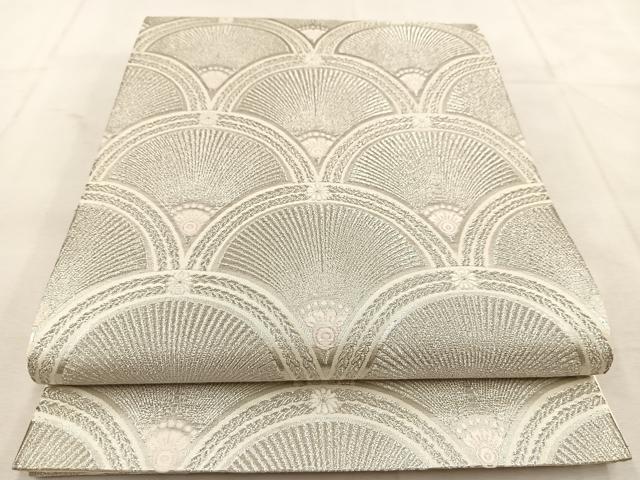 平和屋着物◎六通柄袋帯　唐織　粋巧　花青海波　銀糸　正絹　逸品　BAAU6290yc