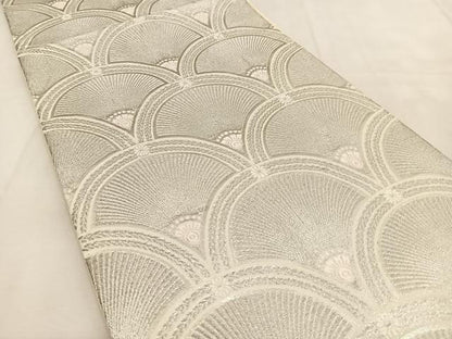 平和屋着物◎六通柄袋帯　唐織　粋巧　花青海波　銀糸　正絹　逸品　BAAU6290yc
