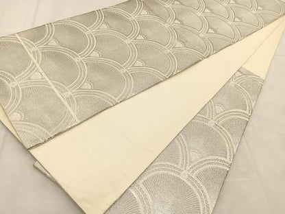 平和屋着物◎六通柄袋帯　唐織　粋巧　花青海波　銀糸　正絹　逸品　BAAU6290yc