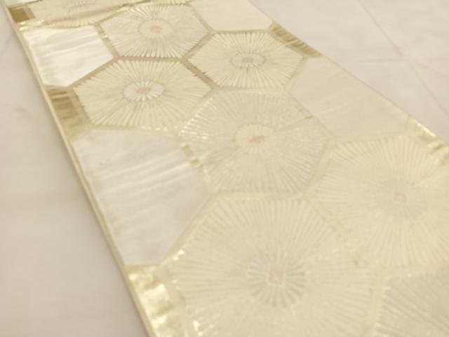 平和屋着物◎六通柄袋帯　唐織　亀甲唐松文　金銀糸　正絹　逸品　BAAU6294yc