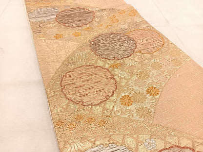 平和屋着物◎六通柄袋帯　ふくれ織　有職花文　金銀糸　正絹　逸品　BAAU6302yc