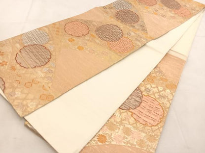 平和屋着物◎六通柄袋帯　ふくれ織　有職花文　金銀糸　正絹　逸品　BAAU6302yc