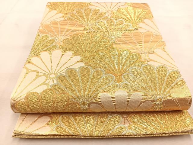 平和屋着物◎六通柄袋帯　菊青海波　金銀糸　正絹　逸品　BAAU6304yc