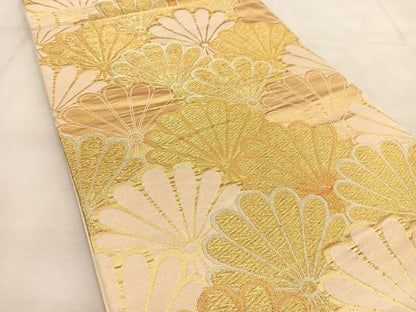 平和屋着物◎六通柄袋帯　菊青海波　金銀糸　正絹　逸品　BAAU6304yc