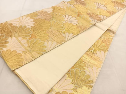 平和屋着物◎六通柄袋帯　菊青海波　金銀糸　正絹　逸品　BAAU6304yc