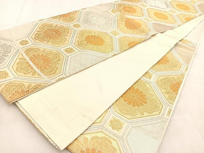 平和屋着物◎六通柄袋帯　蜀江菊花文　金銀糸　正絹　逸品　BAAU6333yc