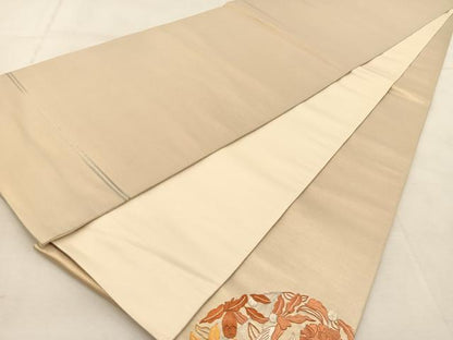 平和屋着物◎太鼓柄袋帯　総刺繍　銀駒刺繍　鳳凰花丸文　引箔　正絹　逸品　BAAU6337yc