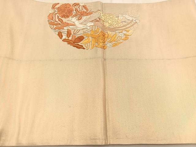 平和屋着物◎太鼓柄袋帯　総刺繍　銀駒刺繍　鳳凰花丸文　引箔　正絹　逸品　BAAU6337yc
