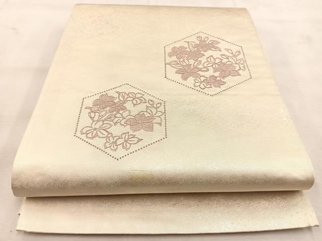平和屋着物◎中国三大刺繍　相良刺繍　太鼓柄袋帯　総刺繍　亀甲花文　銀糸　引箔　正絹　逸品　BAAU6341yc