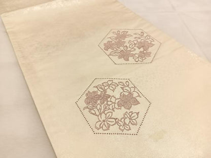 平和屋着物◎中国三大刺繍　相良刺繍　太鼓柄袋帯　総刺繍　亀甲花文　銀糸　引箔　正絹　逸品　BAAU6341yc