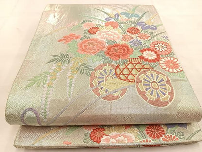 平和屋着物◎六通柄袋帯　唐織　花車文　金銀糸　正絹　逸品　BAAU6342yc