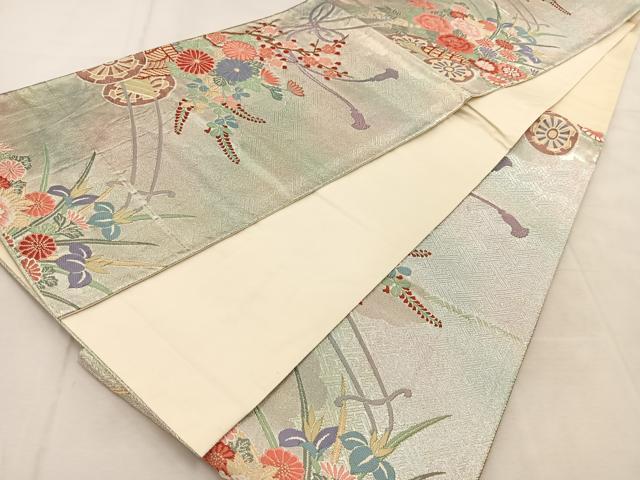 平和屋着物◎六通柄袋帯　唐織　花車文　金銀糸　正絹　逸品　BAAU6342yc
