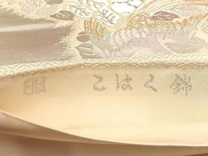 平和屋着物◎西陣　服部織物謹製　六通柄袋帯　こはく錦　手工芸　花鳥丸文　金銀糸　引箔　正絹　逸品　BAAU6375yc