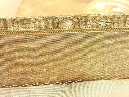 平和屋着物◎六通柄袋帯　唐織　厳島文様　雪輪と草花の丸　金銀糸　引箔　正絹　逸品　BAAU6388yc