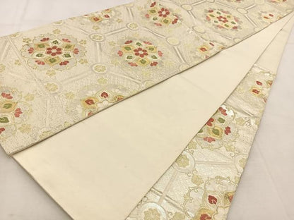 平和屋着物◎六通柄袋帯　唐織　正倉院更紗花文　銀糸　正絹　逸品　BAAU6394yc