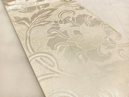 平和屋着物◎両面　全通柄袋帯　更紗花唐草文　金糸　正絹　逸品　BAAU6404yc