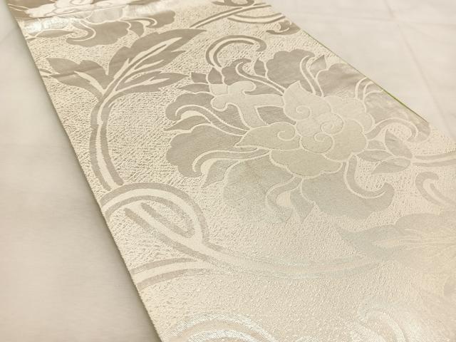 平和屋着物◎両面　全通柄袋帯　更紗花唐草文　金糸　正絹　逸品　BAAU6404yc