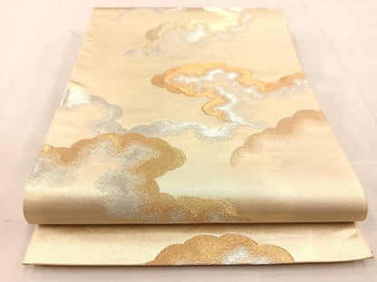平和屋着物◎六通柄袋帯　雲重ね文　金銀糸　正絹　逸品　BAAU6405yc