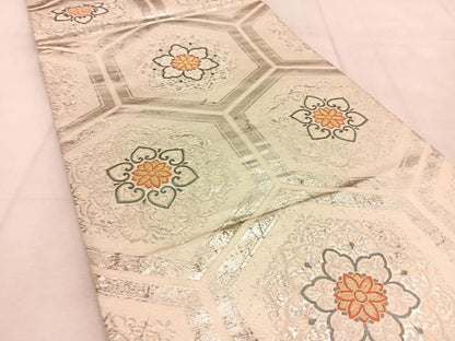 平和屋着物◎六通柄袋帯　唐織　亀甲正倉院花文　金銀糸　正絹　逸品　BAAU6406yc