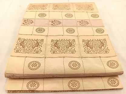 平和屋着物◎六通柄袋帯　花鳥横段文　金糸　正絹　逸品　BAAU6408yc