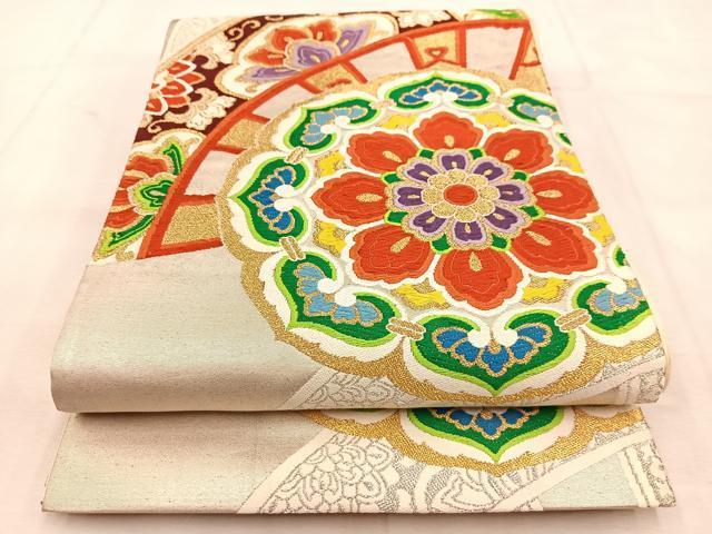平和屋着物◎六通柄袋帯 唐織 正倉院更紗花文 金銀糸 正絹 逸品 BAAU6436yc
