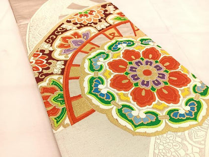 平和屋着物◎六通柄袋帯 唐織 正倉院更紗花文 金銀糸 正絹 逸品 BAAU6436yc