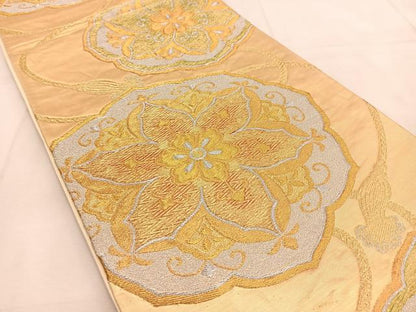 平和屋着物◎六通柄袋帯 正倉院花文 金銀糸 正絹 逸品 BAAU6439yc
