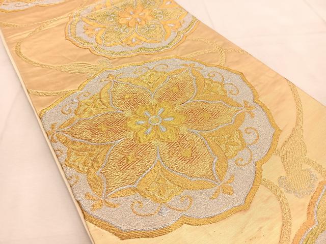 平和屋着物◎六通柄袋帯 正倉院花文 金銀糸 正絹 逸品 BAAU6439yc