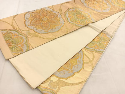 平和屋着物◎六通柄袋帯 正倉院花文 金銀糸 正絹 逸品 BAAU6439yc