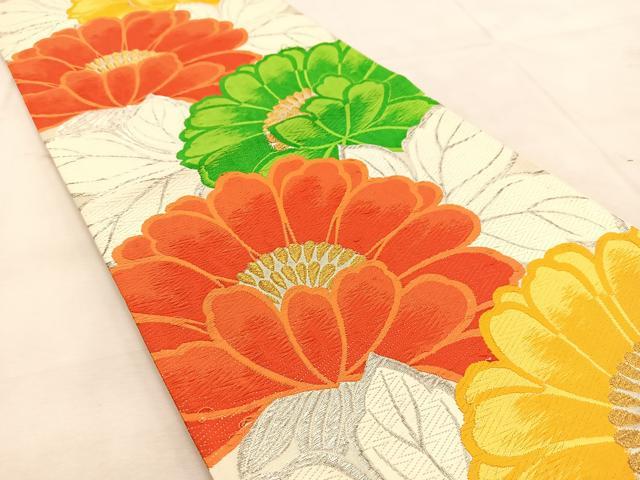 平和屋着物◎六通柄袋帯 唐織 牡丹 金銀糸 正絹 逸品 BAAU6450yc