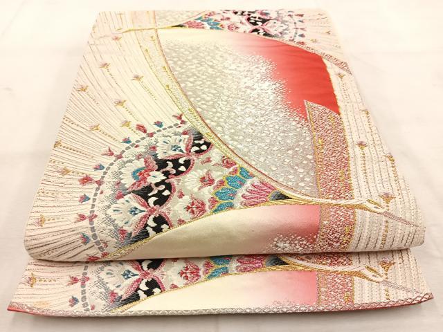 平和屋着物◎六通柄袋帯　唐織　孔雀更紗　金銀糸　正絹　逸品　BAAU6559yc