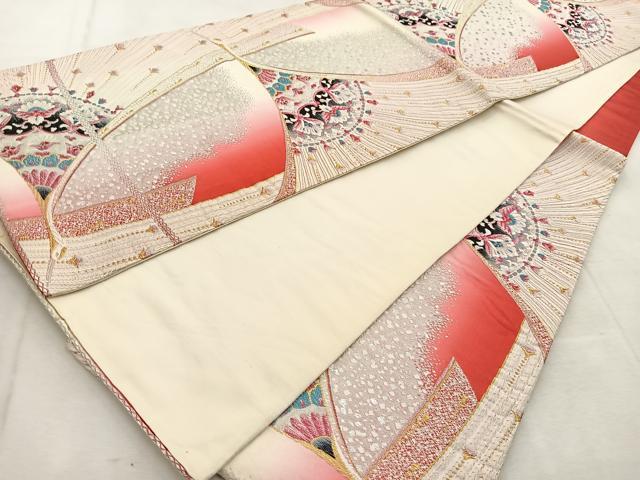 平和屋着物◎六通柄袋帯　唐織　孔雀更紗　金銀糸　正絹　逸品　BAAU6559yc