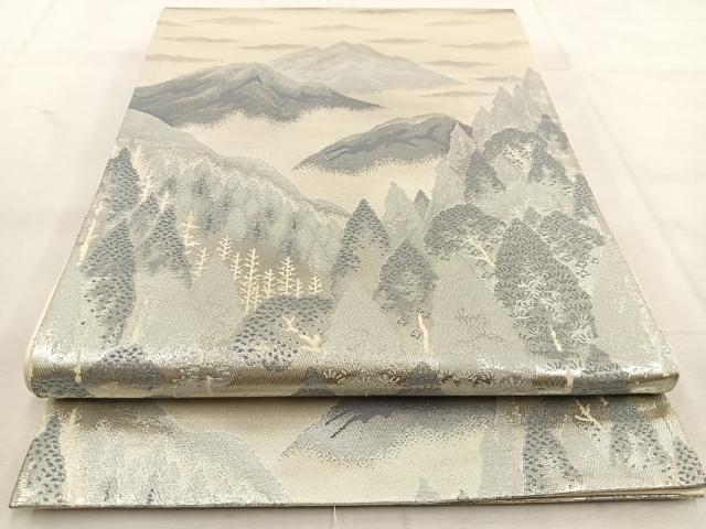 平和屋着物◎六通柄袋帯　錦袋嵯峨野　銀糸　正絹　逸品　BAAU6563yc