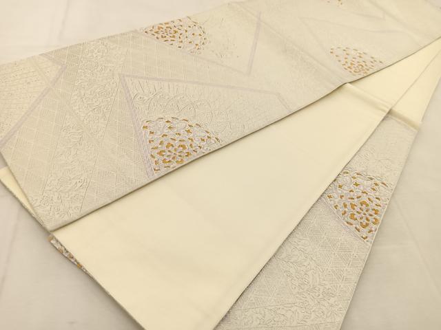 平和屋着物◎六通柄袋帯　唐織　切嵌正倉院花文　金銀糸　正絹　逸品　BAAU6570yc
