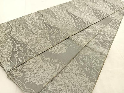 平和屋着物◎両面　全通柄　本袋帯　筑趣錦　樹林文　正絹　逸品　BAAU6574yc