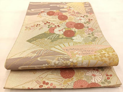 平和屋着物◎佐賀錦　六通柄袋帯　唐織　花宴の舞　九百錦　金糸　正絹　逸品　BAAU6589yc