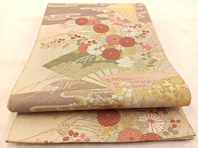 平和屋着物◎佐賀錦　六通柄袋帯　唐織　花宴の舞　九百錦　金糸　正絹　逸品　BAAU6589yc