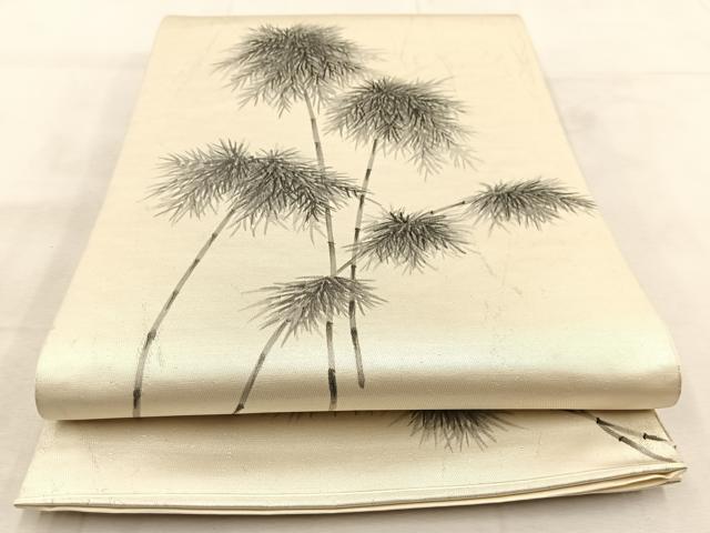 平和屋着物◎六通柄袋帯　手描き　笹竹文　引箔　正絹　逸品　BAAU6596yc