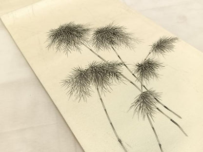 平和屋着物◎六通柄袋帯　手描き　笹竹文　引箔　正絹　逸品　BAAU6596yc