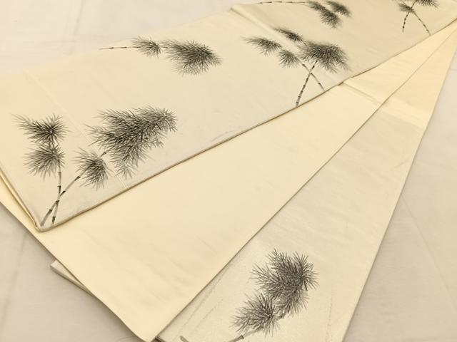 平和屋着物◎六通柄袋帯　手描き　笹竹文　引箔　正絹　逸品　BAAU6596yc