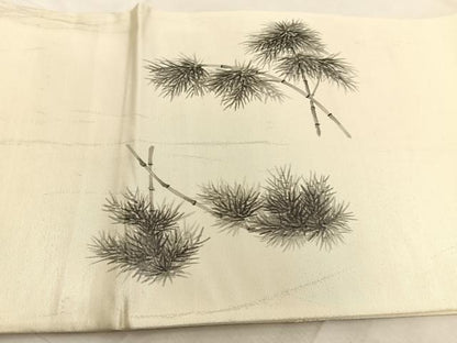 平和屋着物◎六通柄袋帯　手描き　笹竹文　引箔　正絹　逸品　BAAU6596yc